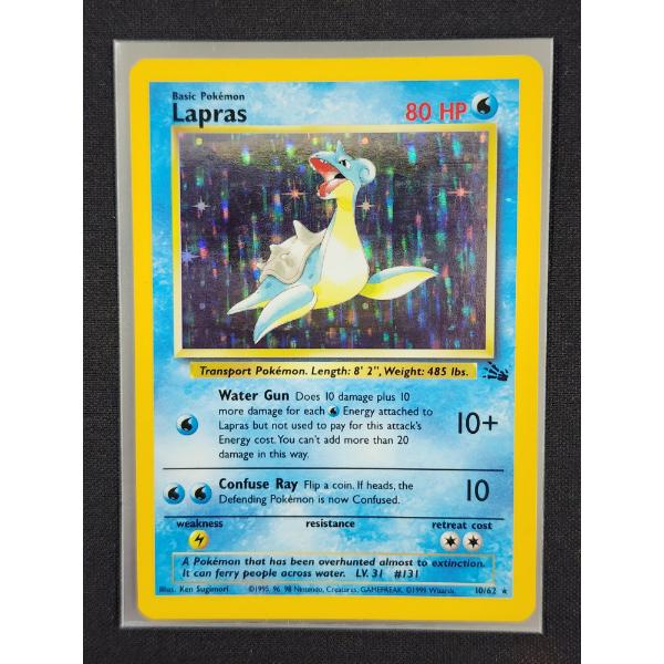 Lapras 10/62 Holo Rare Vintage Fossil Set Pokemon Trading Card