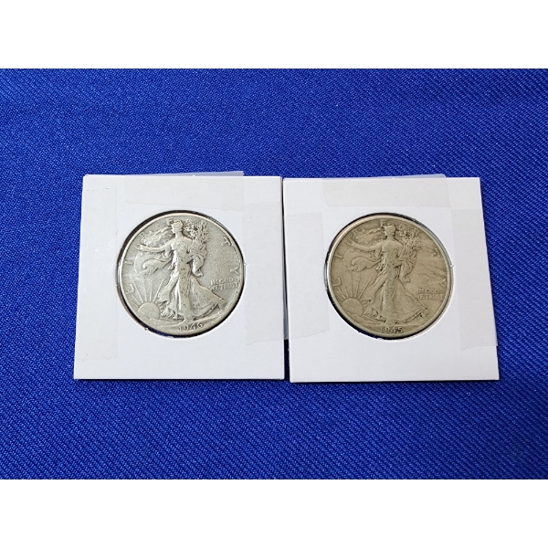2 Walking Liberty Silver Half Dollars: 1946 and 1945