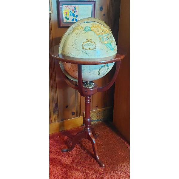 Vintage Tall Floor Mounted "REPOGLE" Wooden Stand Revolving Floor 16" Globe 44" Tall Overall