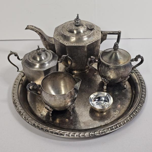 6-Piece Mixed Style Vintage Silver-Plated Tea And Coffee Service Set (3.2 lbs)