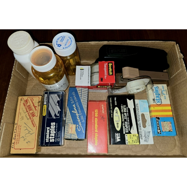 Assorted Office Supplies incl Staplers, Staples and Tape