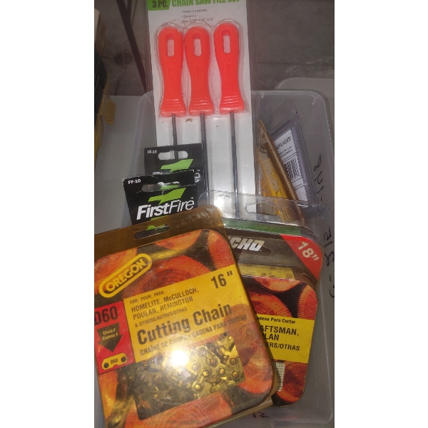 Group Of Chain Saw Items - 3 Chains - Sharpening File & More See Pics
