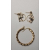 Image 1 : Pair Of 14K Yellow Gold Dolpin Earrings & 14K Gold Single Twisted Hoop Earring - Total Weight: 1.8g