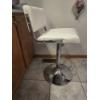 Image 2 : Beautiful Like New! Three White Leather Adjustable Height, Swivel Stools