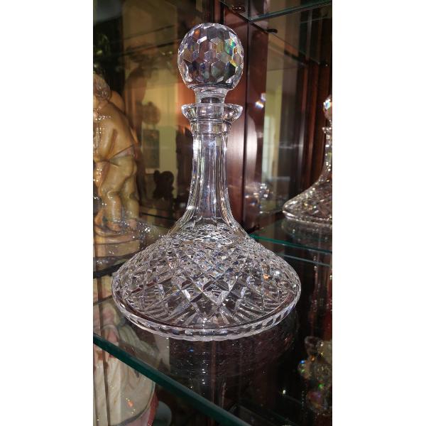 Cut Pressed Crystal Ships Decanter - 10" Tall Perfect Condition Unused - See Pics