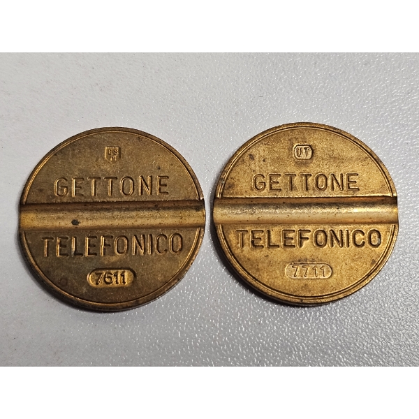 Two Vintage Italian telephone tokens, known as Gettone Telefonico
