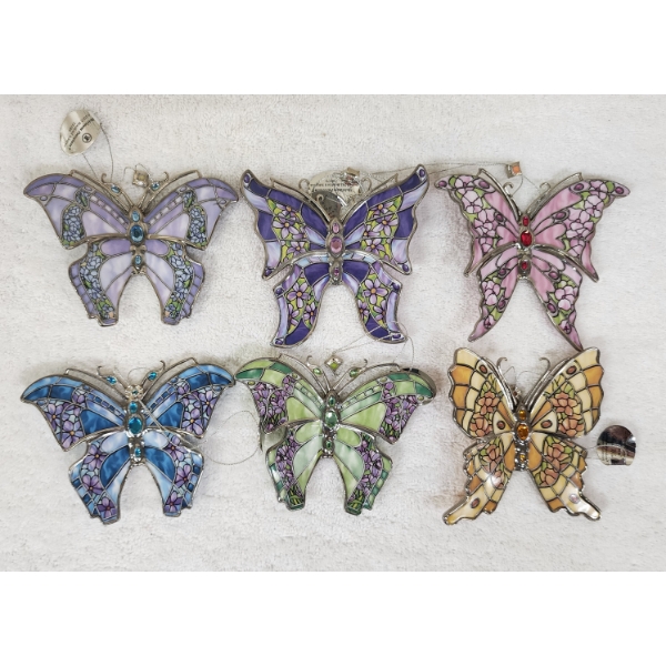 Six Assorted Beautiful Heirloom Porcelain Butterfly Ornaments ~ 2003 Bradford Editions