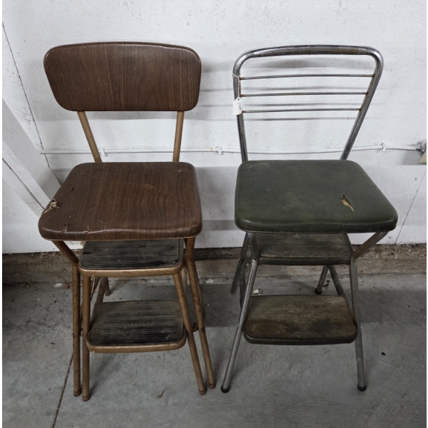 Two Vintage 33'' x 14'' Step Stool Chairs 