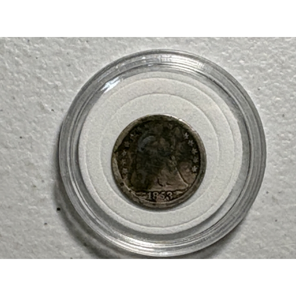 1853-O 90% Silver US Seated Liberty Half Dime, With Arrows