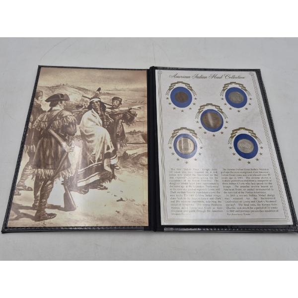 U. S. COLLECTOR COIN SET -  "AMERICAN INDIAN HEAD 5 COIN COLLECTION" - IN FOLDER - SEE PICS & DESC