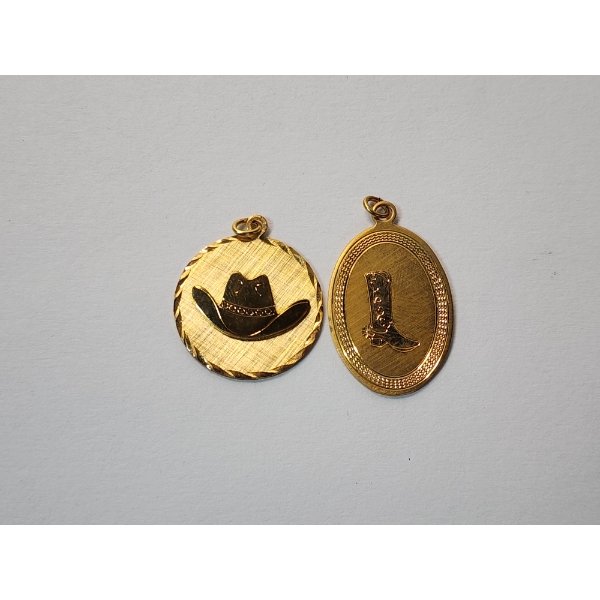 Cowboy and Boot Gold-Filled Pendants - Total Weight: 5.5g