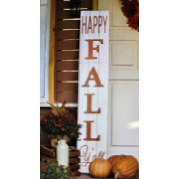 Brand New In Box 11.75''x72'' White Wooden Happy Fall Yall Decorative Sign. Folds For Storage. -No S