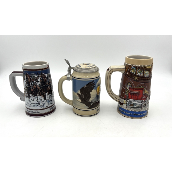 Lot of 3 Anheuser - Busch Steins