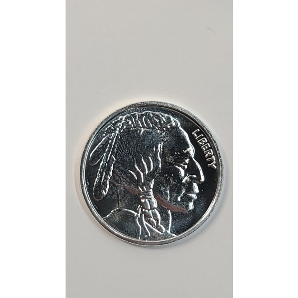 One Troy Ounce .999 Fine Silver Indian Head Buffalo Round - Mint Condition