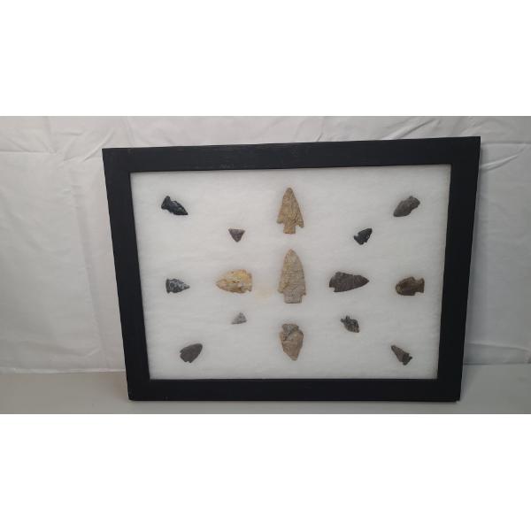 Framed Collection Of (15) Arrowheads