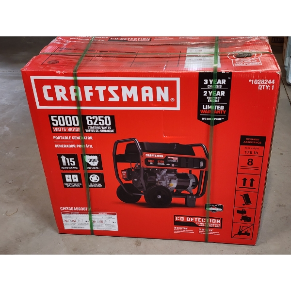 NEW IN BOX Craftsman 5000 Watt Portable Generator Model No. CMXGGAS030731 - RETAILS NEW FOR $499.99!