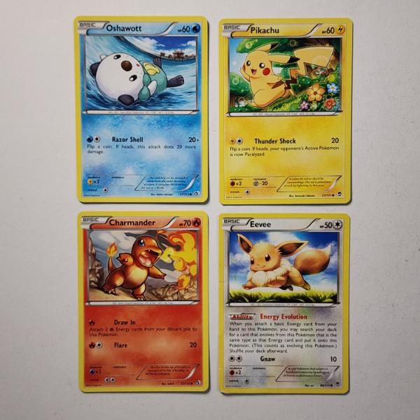 Four Vintage Non Holo Pokemon Trading Cards Featuring Eevee 80/111, Pikachu 27/111 & MORE!