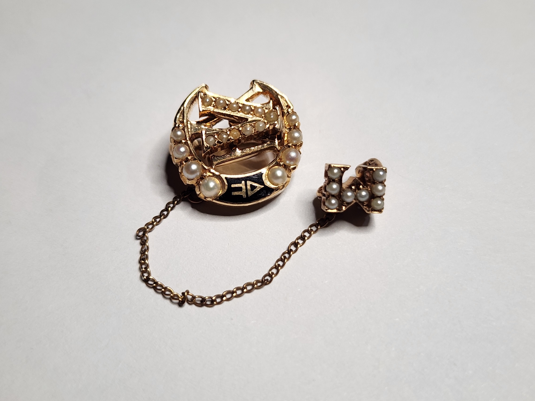 14K Gold Lambda Chi Alpha Fraternity Pin With Seed Pearls - Weighing 3. ...