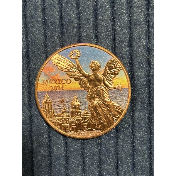 Exceptional 2024 1oz Mexico Colorized Copper Libertad