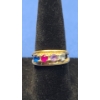 Image 1 : Women's 14K Gold Ring With Multi-Colored Stones - Size: 6 - Weight: 4g