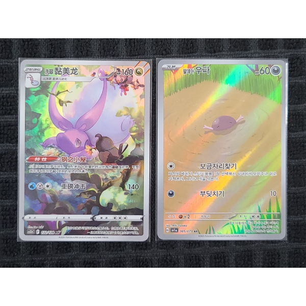 Two Foreign Pokemon Illustration Rare Holo Trading Cards - Paldean Wooper & Hisuian Goodra - NM