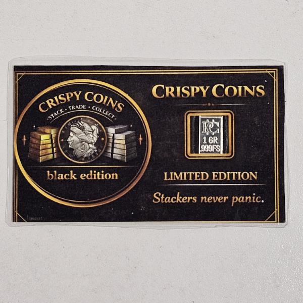 Crispy Coins Limited Edition Black Edition 1 Grain .999 Fine Silver Bar
