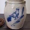 Image 2 : Nice 1986 Rowe Pottery Works Crock Lamp Ft. Beautiful Bird Painted On Side ~ With Shade