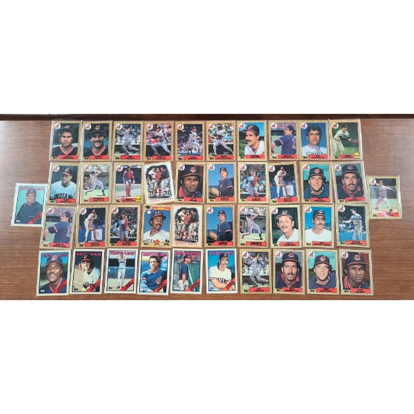 Over 40 Assorted Topps Cleveland Indians Baseball Trading Cards From Late 1980's! Mostly NM!
