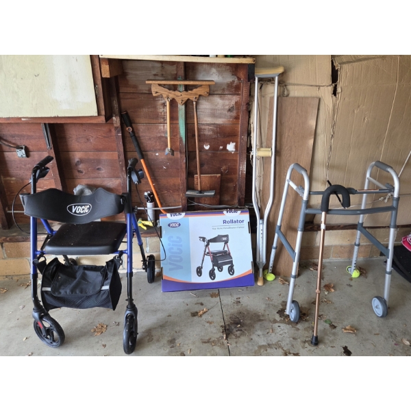 PICKUP IN CANTON - Like New Vocic Scooter/Walker, Crutches, Adjustable Cane, And Aluminum Walker 
 (