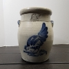 Image 2 : Rowe Pottery Works 1987 Handmade Crock Ft. Brid Painting on Side ~ Stands About 9 Inches Tall