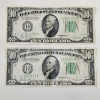 Image 1 : Two United States Series 1934 C Green Seal $10 Federal Reserve Notes - Face Value: $20.00