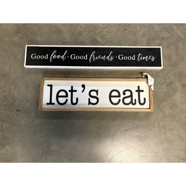 Let's Eat & Good Food, Good Friends, Good Times Wall Hanging Pictures - 6x36" & 8x28"