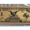 Image 2 : United States Historic 1899 Large Note Pure 24k .999 Gold Foil $1 Black Eagle Replica w COA - Mint.