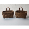 Image 1 : (2) Small Longaberger Handing Baskets w/ Leather Handle