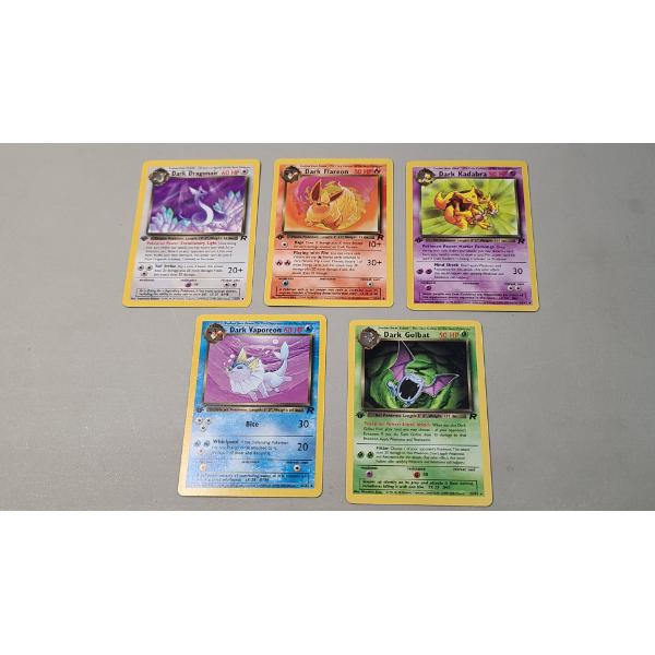 Assorted Pokemon TCG First Edition Dark Cards Including Dark Flareon, Dark Dragonair & More