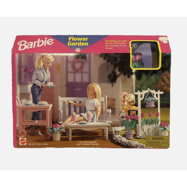 -Brand New Unopened - Barbie Flower Garden Playset - Folding Pretty House 1996 Matte