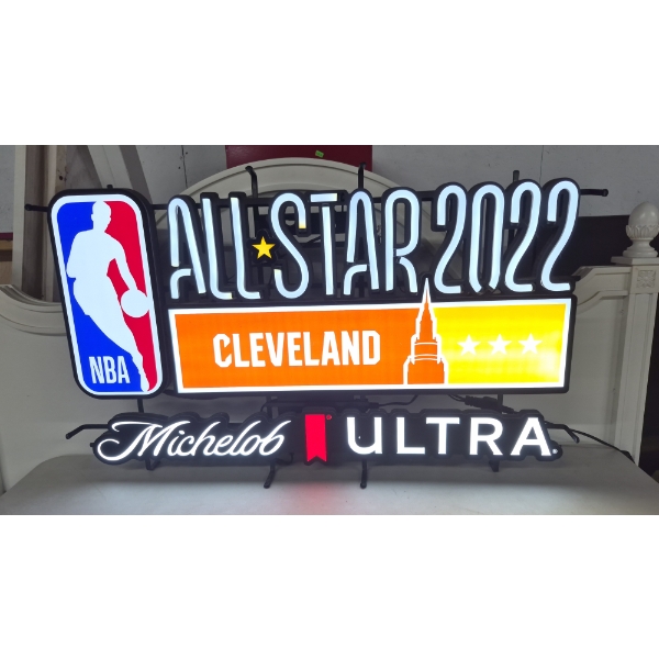 NEON BAR SIGN - MICHELOB ULTRA / CLEVELAND ALL STAR 2022 NBA - 36" X 22" - See Desc & Pics