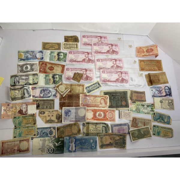 Various Foreign Paper Currency - Canada - Saudi Arabia - Military Payments - Jamaica - Etc
