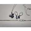 Image 2 : Sterling Silver Necklaces, Butterfly Pendant with Dark Blue Stones, Earrings - See Description! 