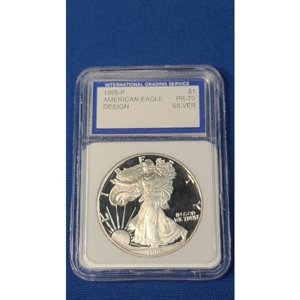 1995-P International Grading Service PR-70 1 oz Silver American Eagle 