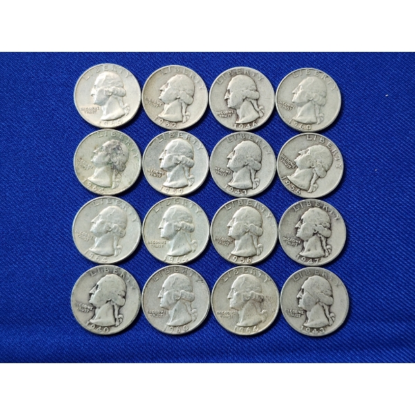 Assorted Years Silver Washington Quarters Face Value $4.00