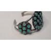 Image 3 : Vintage Sterling Silver Native American Zuni Cuff Bracelet With Carved Turquoise - Weight: 35.6g
