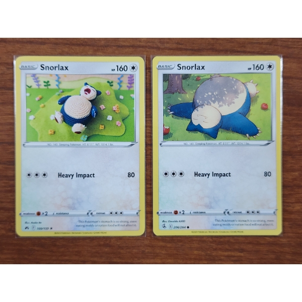 Two Snorlax Pokemon Trading Cards Including Asako Artwork