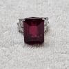 Image 1 : ELEGANT!!! Sterling Silver Emerald Cut Ruby Cocktail Ring - Size 5.5 (13.5g)