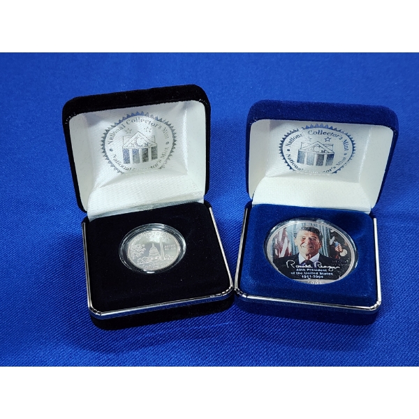 2 US Coins: 2004 1oz American Silver Eagle - Ronald Reagan Colorized & 2005 51st State Proof Quarter