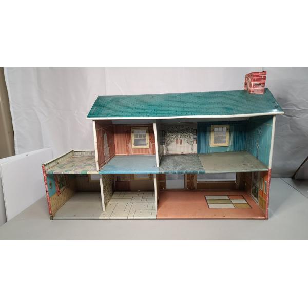 Vintage Marx Tin Litho Two Story Colonial Dollhouse 