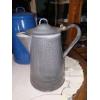 Image 4 : Group Of 3 Antique Porcelain Enamel Metal Coffee Pots - See PIcs