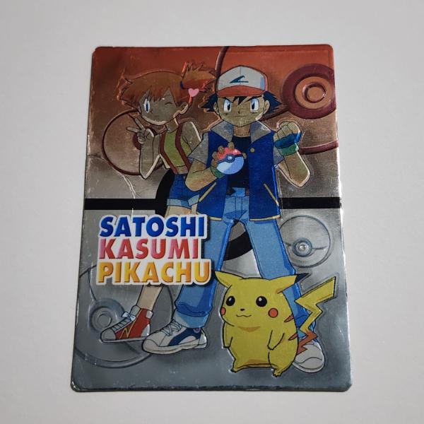 1999 Japanese Meiji Promo Ash, Misty & Pikachu Pokemon Trading Card ~ RARE Promotional Trading Card 