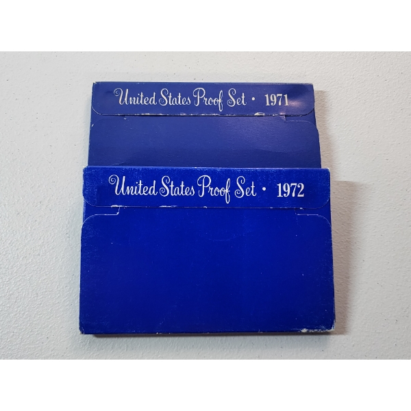 x2 United State Mint Proof Sets: 1971 & 1972 in Original Packaging