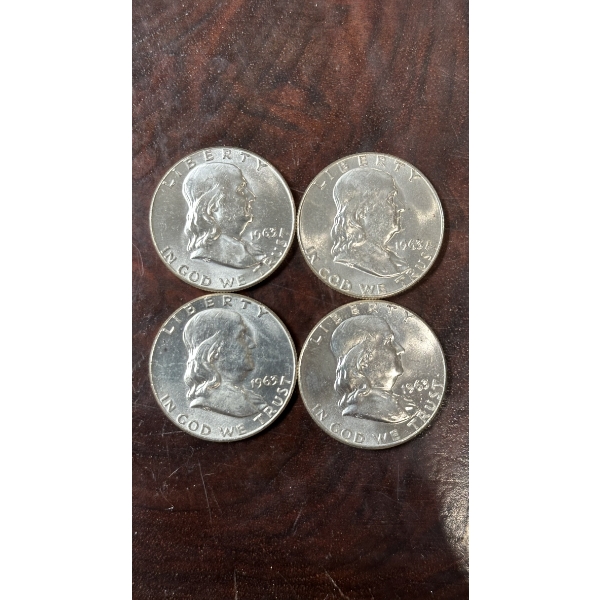 1963 Brilliant Uncirculated Franklin Half Dollars - $2 Face Value